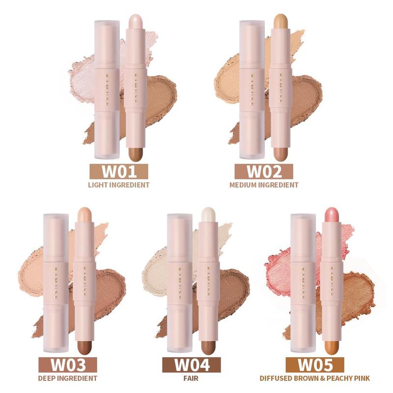 KIMUSE 2 Color Dual Cream , Highlight & Contour Bronzer Stick, Long Lasting & Waterproof Contour Sticks Kit for Light Skin Face Makeup