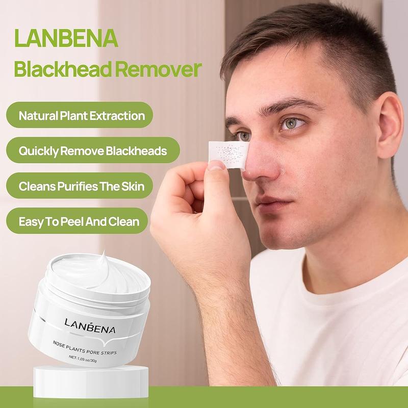 LANBENA Blackheads & Whiteheads Removal Kit for Clear, Radiant Skin: Facial Exfoliating Power, Deep Cleansing, 30g Clay Mask, and Nasal Strips for a Fresh-Faced Glow!