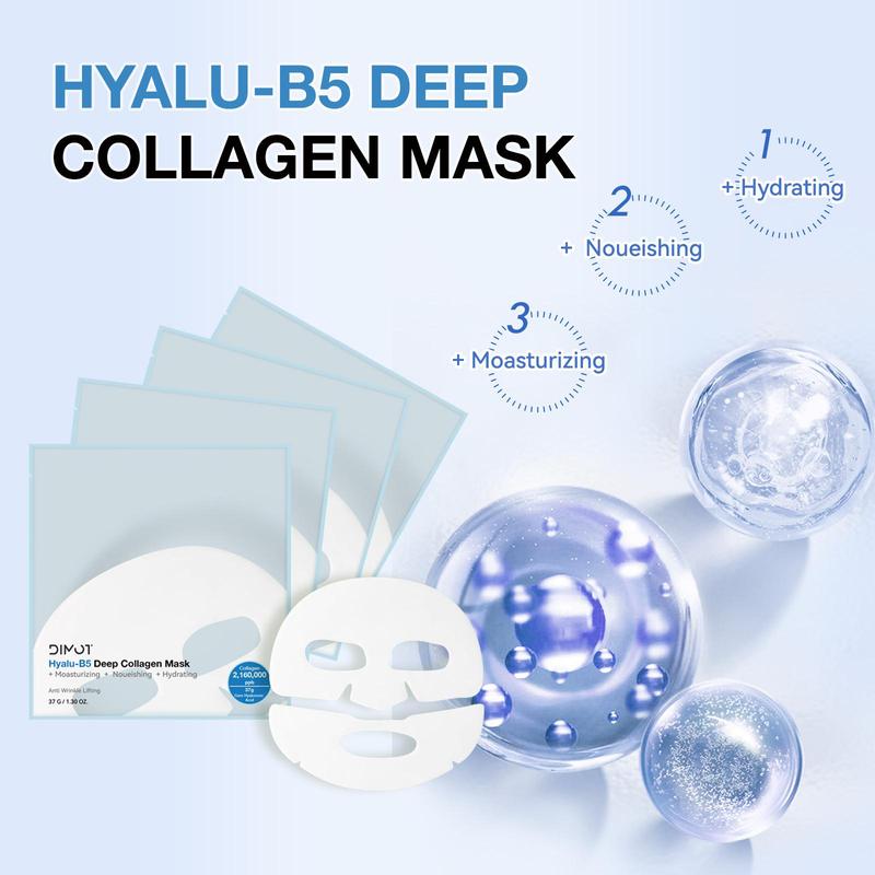 Deep Collagen Overnight Mask, 4 Counts box Facial Hydrogel Masks for Elasticity, Firming, and Moisturizing Skin, Daily Skincare Product for Women & Men