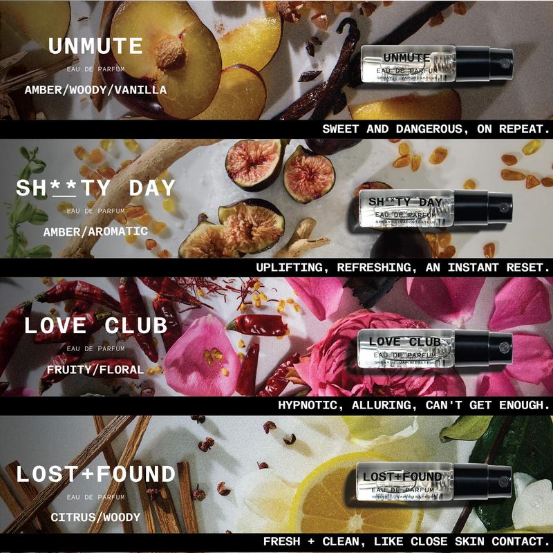 NOYZ Fragrance Discovery Kit - Iconic Eau de Parfum Spray Samples: Unmute, Love Club, Lost + Found, and Sh**ty Day