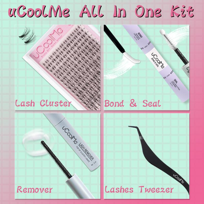 uCoolMe Born 3D New Arrival with Invisible Band Lash DIY Extension Kit | Natural Bottom Lash | Bond Seal and Remover | Upgrade Invisible Band | for Makeup Party Daily Life Eyelashes Cosmetic Lash Extensions Eyelash Extensions Thanksgiving gift