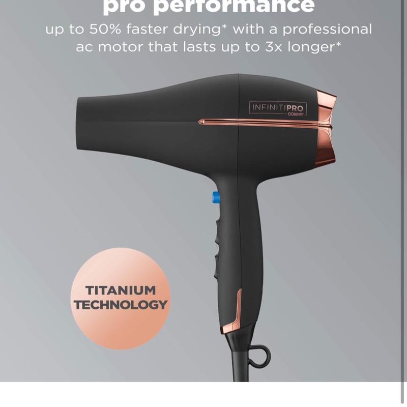 INFINITIPRO by Conair Hair Dryer with Diffuser - Perfect for Travel