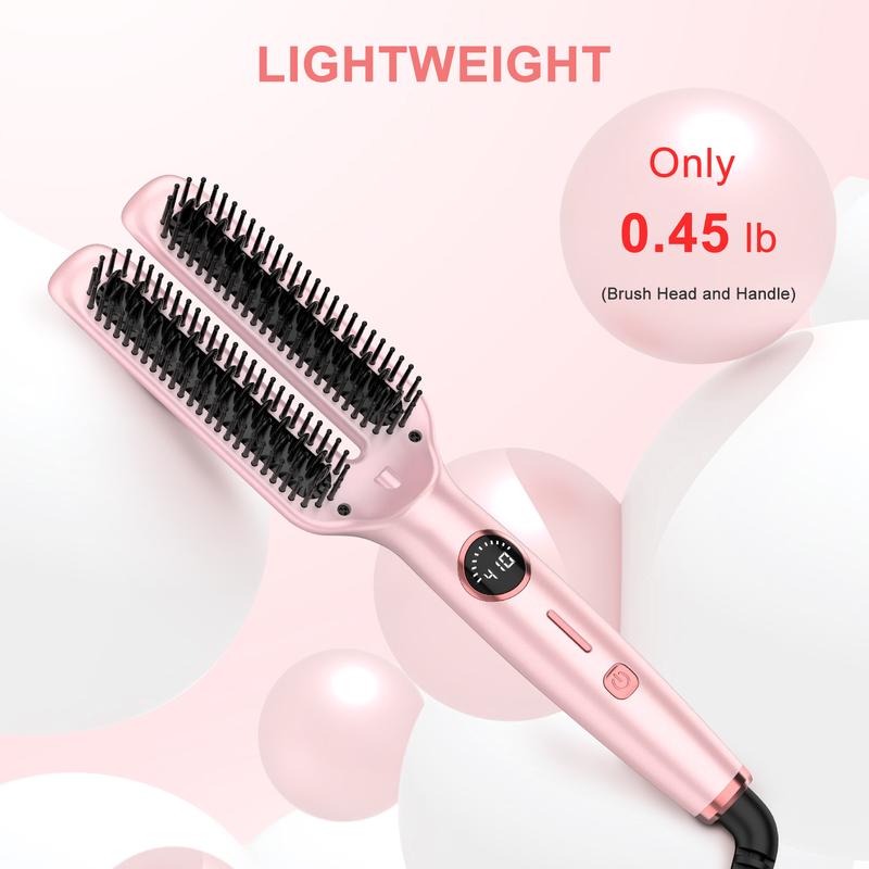 Nimmu Dual Hair Straightener Comb Styling Tool for Frizz-Free Hair Curler 5 Temp Comfort Hairwaver Smoothing Brush, 30s Fast Ceramic Heating 360 Swivel Cord Portable Straightening for Home, Travel, Salon Halloween Christmas Girlfriend Women Birthday Gifts