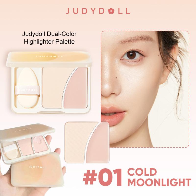 Judydoll Dual-Color Anti-smudge & Brightening Highlighter Palette For A Fair Complexion, 2 In 1 Powder and Cream Makeup Highlighter, Perfect For Contouring And Brightening Your Face, Long-Lasting