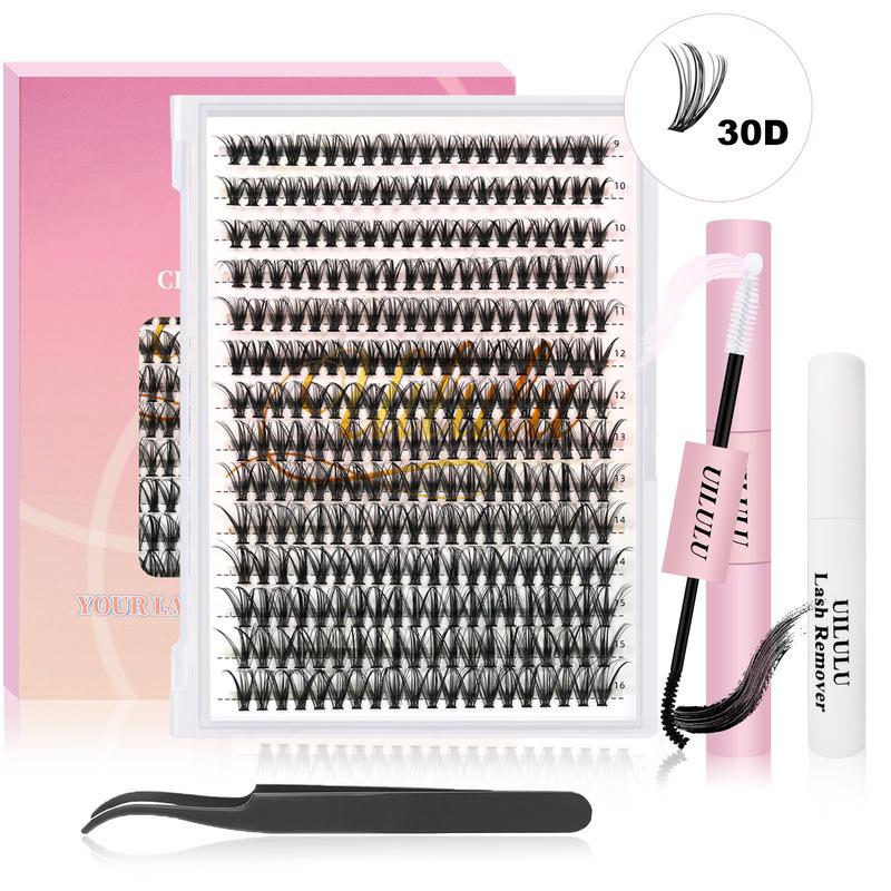 UILULU DIY  Extension Kit Individual  Cluster D Curl Eyelash Set (30D 0.07D-9-16MM Kit)