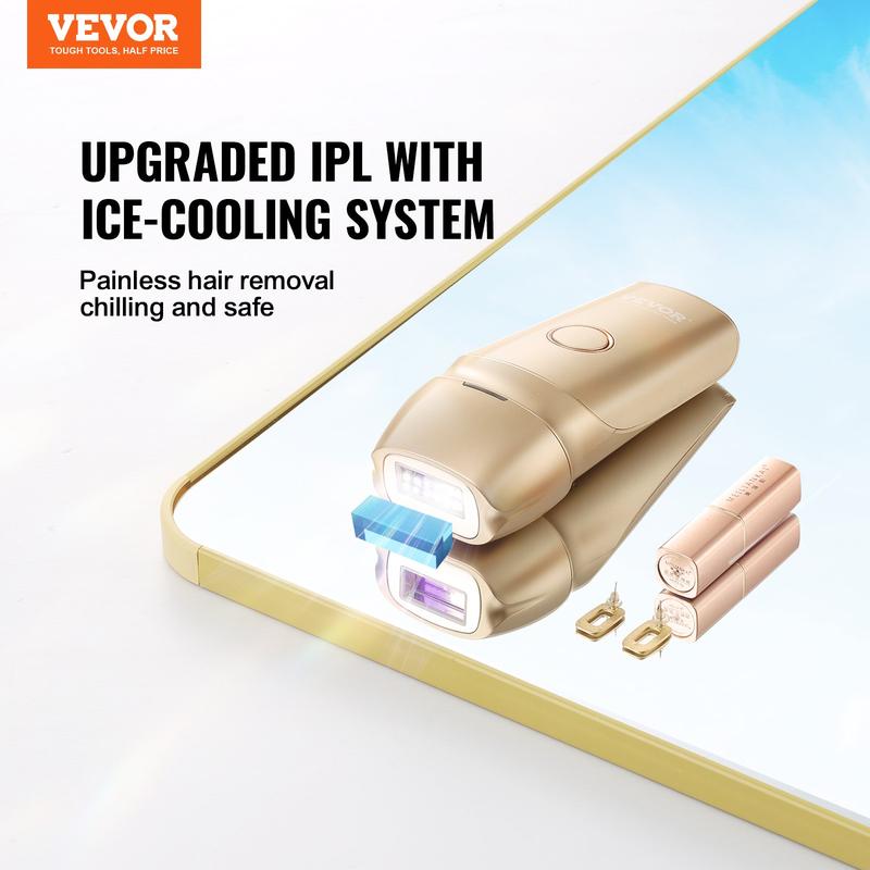 VEVOR IPL Hair Removal, Permanent Hair Removal with Ice Cooling System for Women Men, Auto Manual Modes & 5 Levels, Painless At-Home Hair Removal Device for Legs, Arms, Armpits, Bikini Line