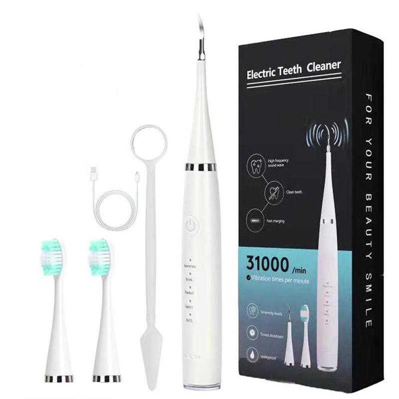 2 in 1 Electric Teeth Cleaner Kit, 1 Set Waterproof Electric Teeth Cleaner with Teeth Brush Heads & Oral Mirror, Rechargeable Toothbrush for Home & Travel, Christmas Gift