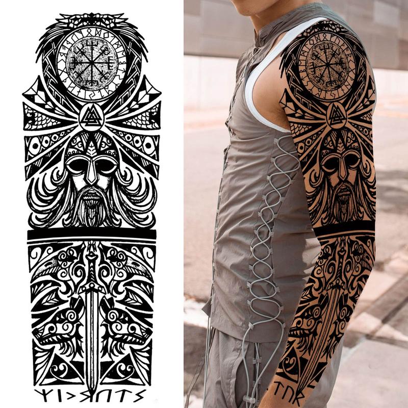 Gladiator Warrior Pattern Temporary Tattoo Stickers, 1 Sheet Waterproof Long Lasting Realistic Full Arm Tattoo Sticker, Body Art Decoration for Men & Women