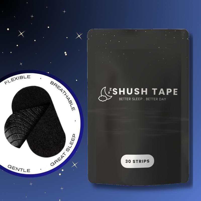 Shush Tape 30 Strips Breathable Mouth tape for sleep, reduce snoring, Improves nasal oxygen intake,medical grade, HYPOALLERGENIC, Improve Jawline