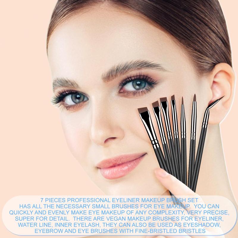 Angled Eyeliner Brush Set, 7 count Gel Eye Liner Makeup Brushes, Ultra Thin Liner Brush, Fine Point Eyeliner Brushes for Women Girls