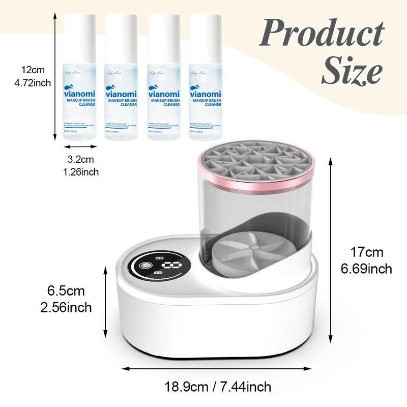 Electric Makeup Brush Cleaner, 1 Set USB Rechargeable Makeup Brush Cleaning Machine with Brush Holder & Cleansing Fluid, Professional Makeup Tool for Women, Christmas Gift