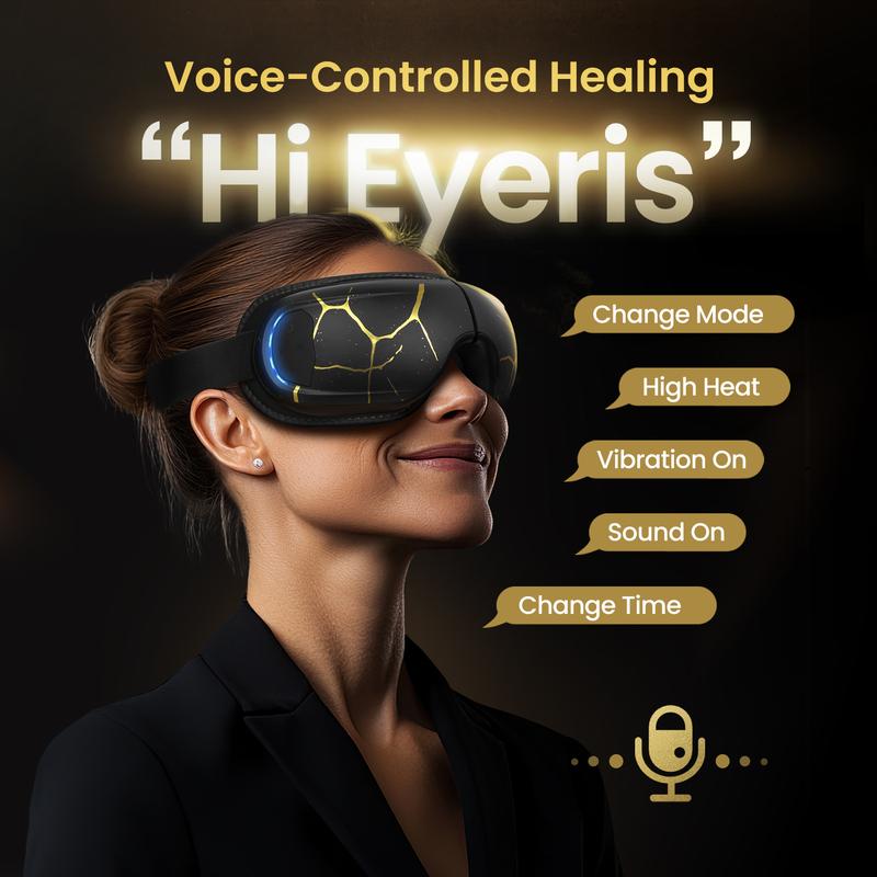 RENPHO Eyeris Kintsugi Christmas Gifts Voice Control Eye Massager with Heat and Cooling Ice Gel Pack, Eye Mask with Bluetooth Music Eye Care Birthday Gifts for Women Men