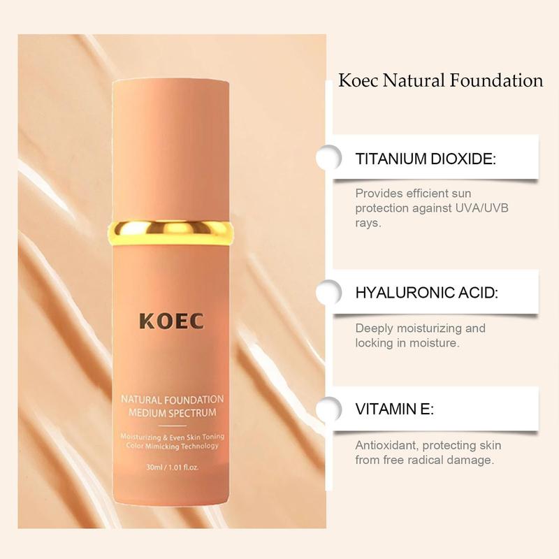 Foundation 4 in 1 - Light Spectrum, Foundation 4 in 1 Medium Spectrum, 4 in 1 Foundation Liquid Hydratin Full Coverage Concealer Color Mimicking Foundation SPF 50+