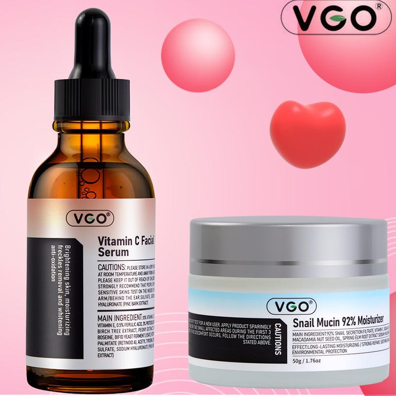 VGO-Essence Face Cream Moisturizingand Repairing Set Skincare Moisturizer-Live Cleanser Facial Daily Vitamin C Facial Serum Essence And Snail Mucin 92% Moisturizer Hydrating Moisture Comfort facial cream