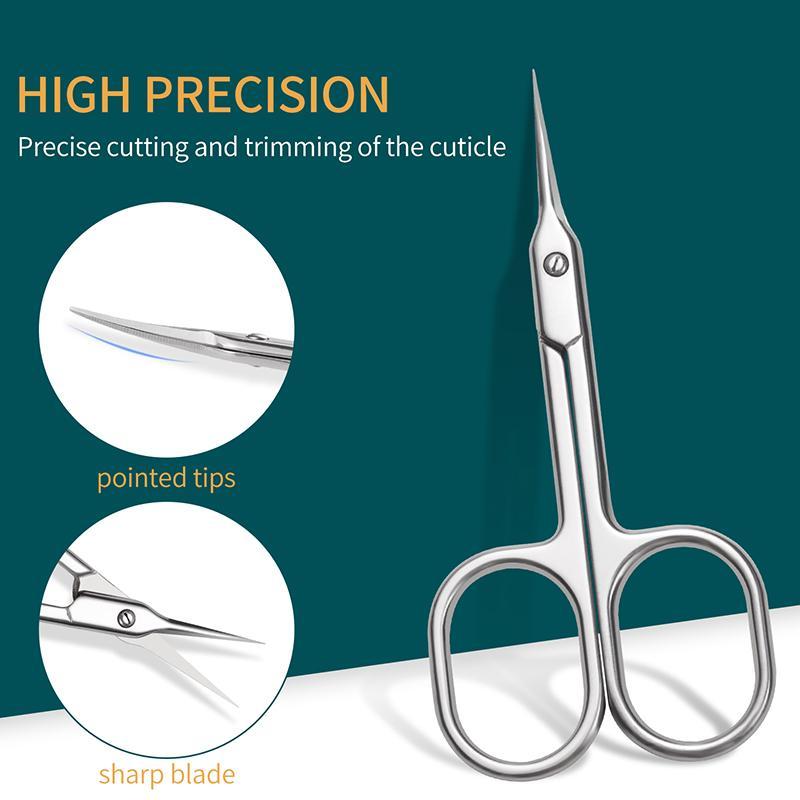 Stainless Steel Straight Beauty Scissors, Multifunctional Nail Tools for Facial Hair, Manicure, Moustache, Eyebrow, Eyelash, Nose, Ear, Cuticle and Dead Skin