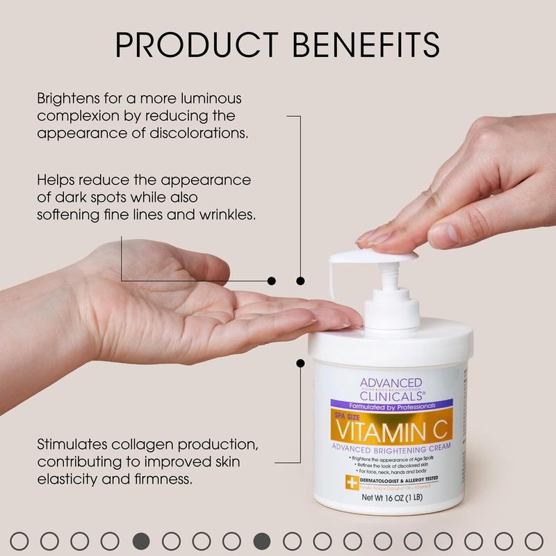 Advanced Clinicals Vitamin C Brightening Body Cream 16 Fl Oz