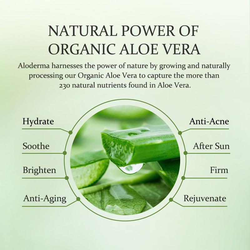 ALODERMA Organic Aloe Vera Gel Made at the Source within 12 Hours of Harvest - Multipurpose Pure Aloe Vera Gel for Face, Body Skin, Scalp, & Hair, 7oz