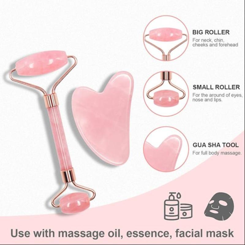 Handheld Face Massage Tool, 3 Counts set Face Massage Tool Set, Including Facial Massage Roller & Bone Shape Massager & Heart Shaped Scraping Board, Skin Care Tool for Women & Men