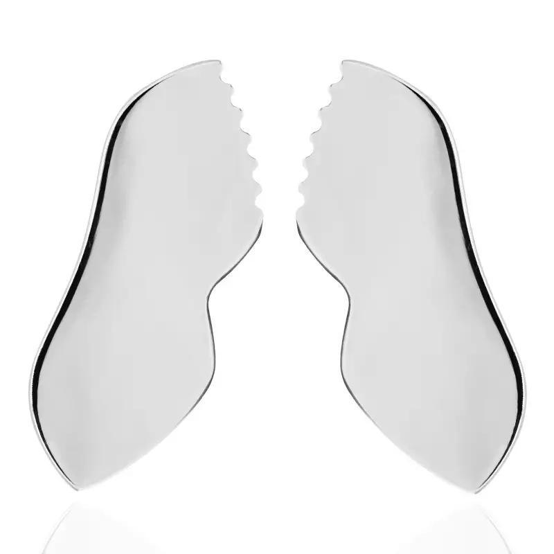 Wing Shaped Gua Sha Board, Stainless Steel Gear Scraping Board, Improves Elasticity, Body Massage Tool for Face & Body