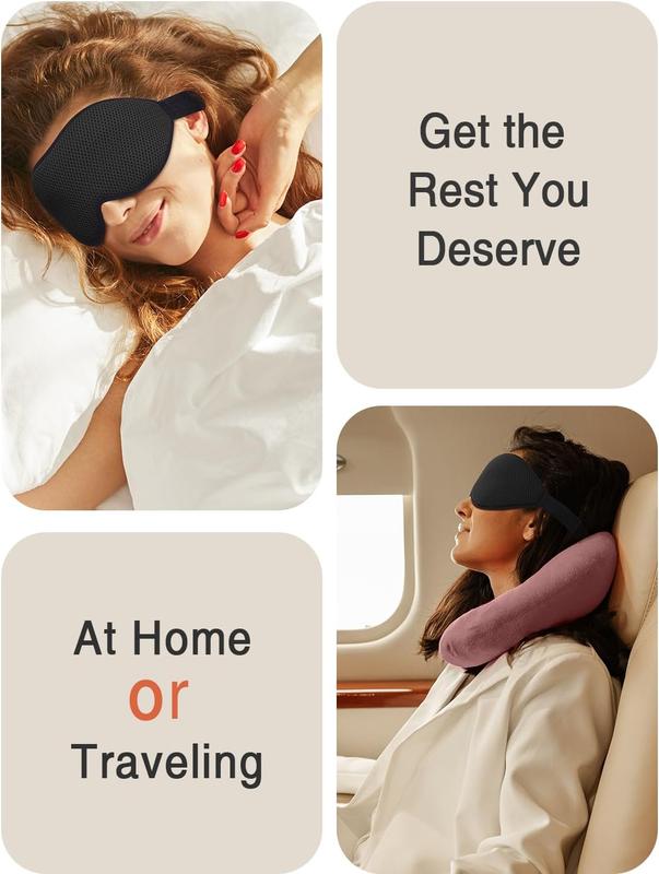 Sleep Mask, Eye Mask for Sleeping, Women Men Side Sleeper, 3D Contoured Cup No Eye Pressure 100% Blocking Light Sleeping Mask with Adjustable Strap Blindfold Yoga, Traveling, Nap, Black Foam Lightweight