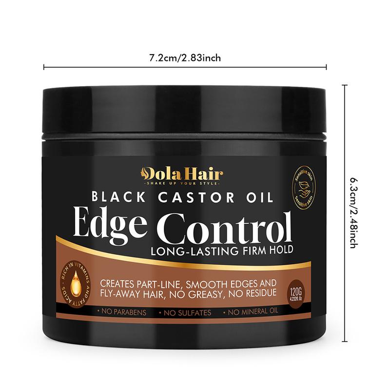 Black Castor Oil Edge Control Strong Hold Non-greasy Edge Smoother, Edges Styling Tamer Long-lasting Edge Control for Natural Hair