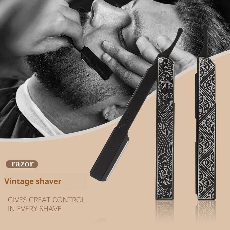 Retro Pattern Manual Razor Holder, 1 Count Professional Straight Edge Razor Holder for Precise Beard Styling, Facial Shaving and Hairdressing Razor Holder, Christmas Gift