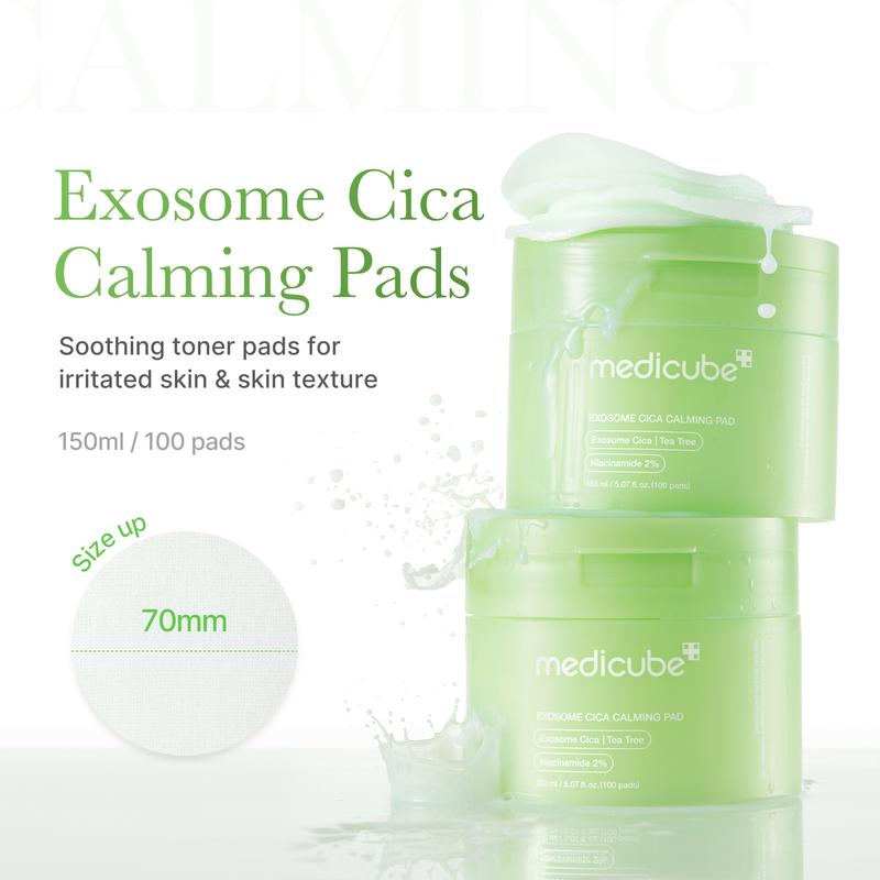 [Medicube Official] Exosome Cica Tea Tree Calming Toner Pads for Troubled Skin | Low-irritating, Soothing, Hydrating Daily Texture Care | Korean Skincare | Vegan | 100 Pads