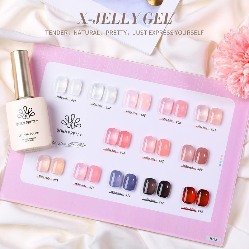 BORN PRETTY Hema-Free X-Jelly Gel 15ml One Bottle Milky Jelly Ice Jelly Semi Jelly Nail Polish DIY At Home Salon Style Nail Art Nail Care