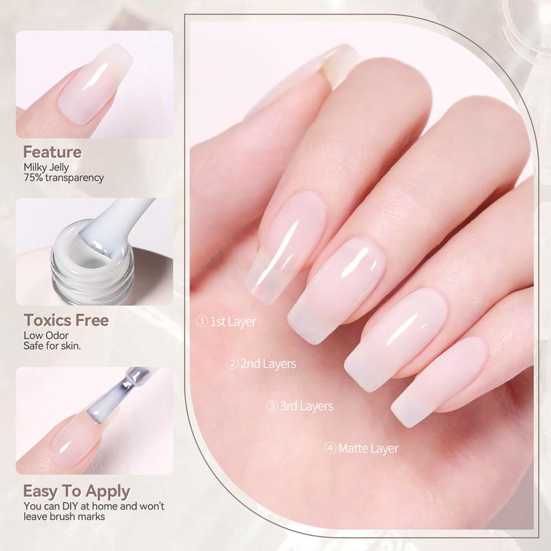 BORN PRETTY Hema-Free X-Jelly Gel 15ml One Bottle Milky Jelly Ice Jelly Semi Jelly Nail Polish DIY At Home Salon Style Nail Art Nail Care