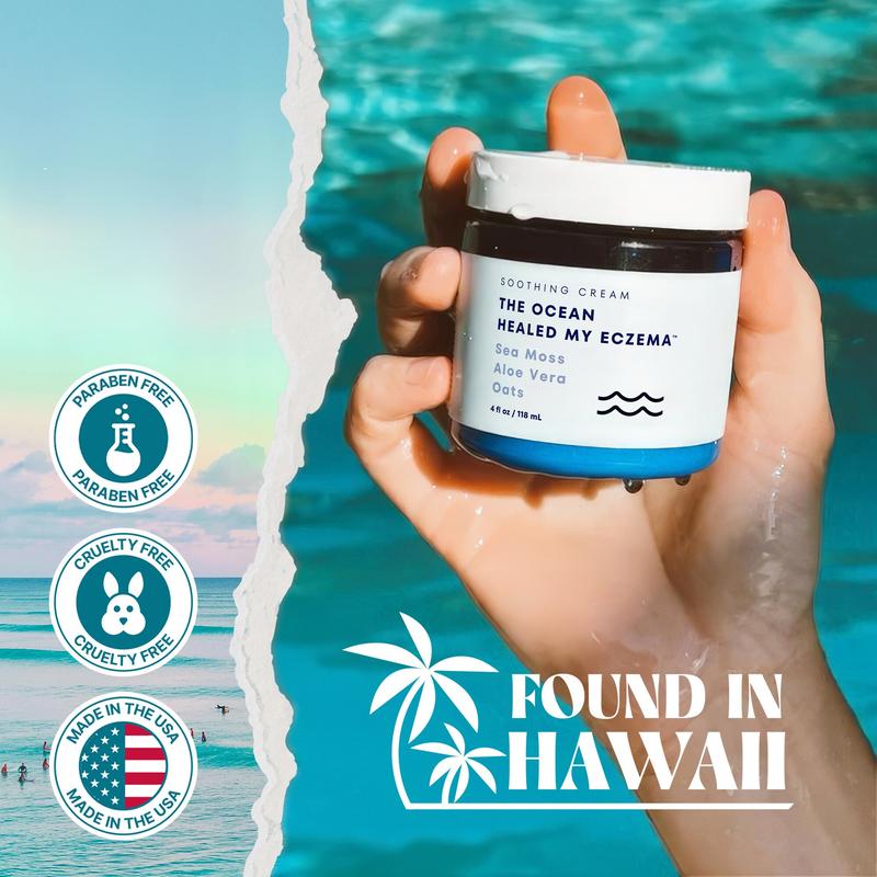 Natural Soothing Cream with Sea Moss & Oats - Eczema & Psoriasis Relief - Ocean Minerals - for Sensitive Skin - Hydrating Eczema Cream for Dry Skin