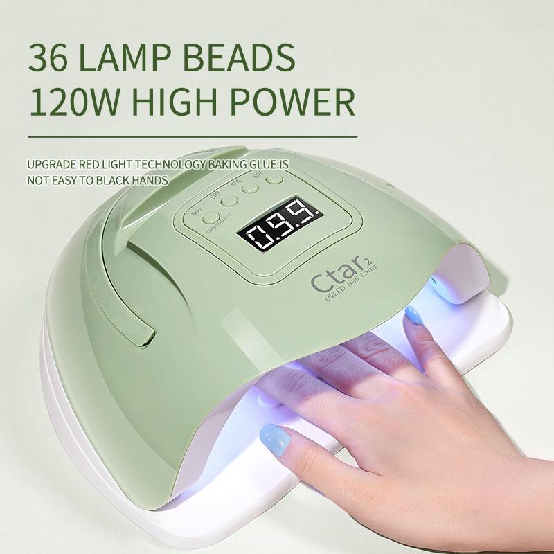 120W High Power LED Nail Dryer, Portable UV Gel Nail Lamp with 36 Lamp Beads, 4 Speed Timing Light Nail Machine Nail Dryer for Gel Nail Polish