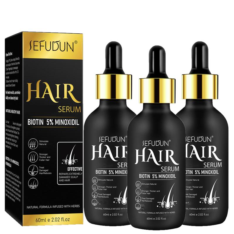 Sefudun 5% Hair serum minoxidil- Beard Kit For Men&women-Biotin Serum, Hair Treatment for Scalp, Natural, Biotin &Caffeine, Promotes Stronger,Thicker,Fuller, Unscented for Thicker Longer Fuller Healthier Hair 2.02 oz