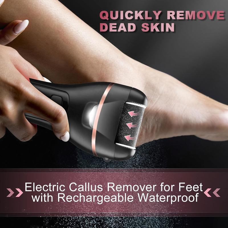 Rechargeable Electric Callus Remover kit Waterproof Foot Scrubber File Foot Care for Dead Skin Rechargeable Portable Electronic Foot File Pedicure Kit Professional Pedicure Tools 3 Rollers remover tool box callus dead Adjustable Rotatable Cordless summer