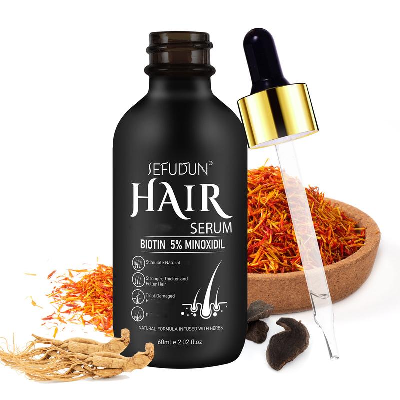 Sefudun 5% Hair serum minoxidil- Beard Kit For Men&women-Biotin Serum, Hair Treatment for Scalp, Natural, Biotin &Caffeine, Promotes Stronger,Thicker,Fuller, Unscented for Thicker Longer Fuller Healthier Hair 2.02 oz