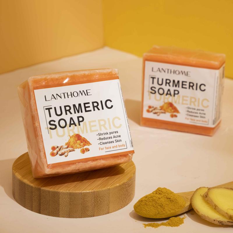 Turmeric Soap Natural Ginger Bar Soap: 2PCS Plants Essential Oil Bar Soap for Face & Body - Reduces Acne & Dark Spot & Cleanses Skin