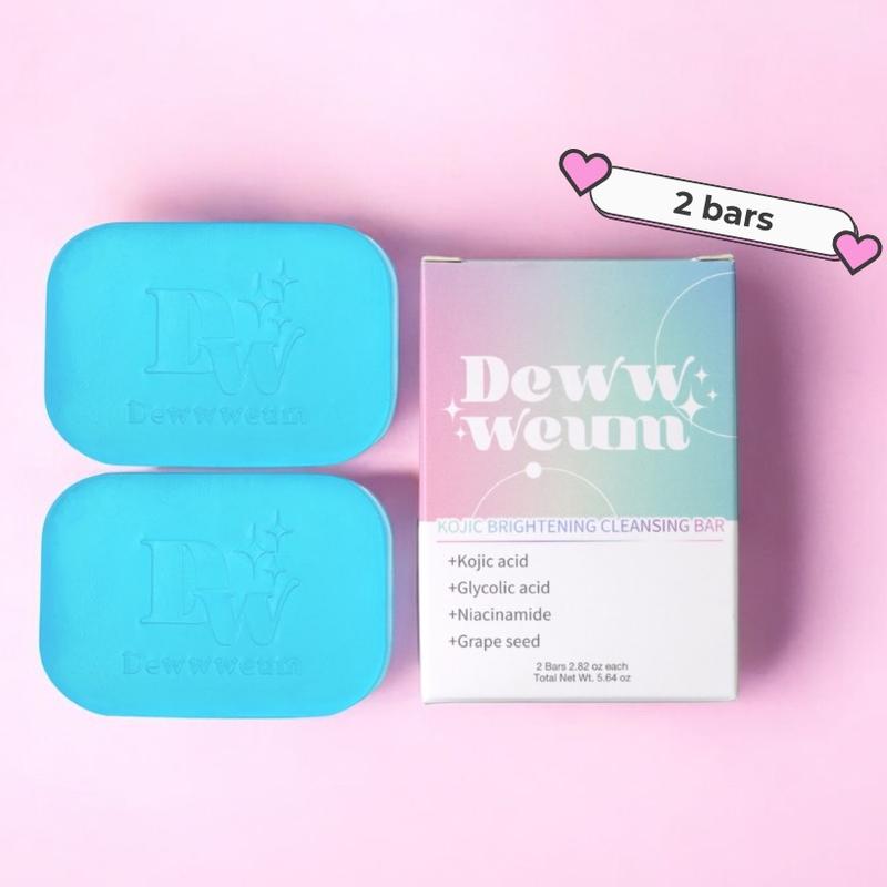 Dewwweum- Kojic acid brightening cleansing soap bar, 2 bars, Glycerin based kojic acid soap. [High Concentrated Kojic acid]