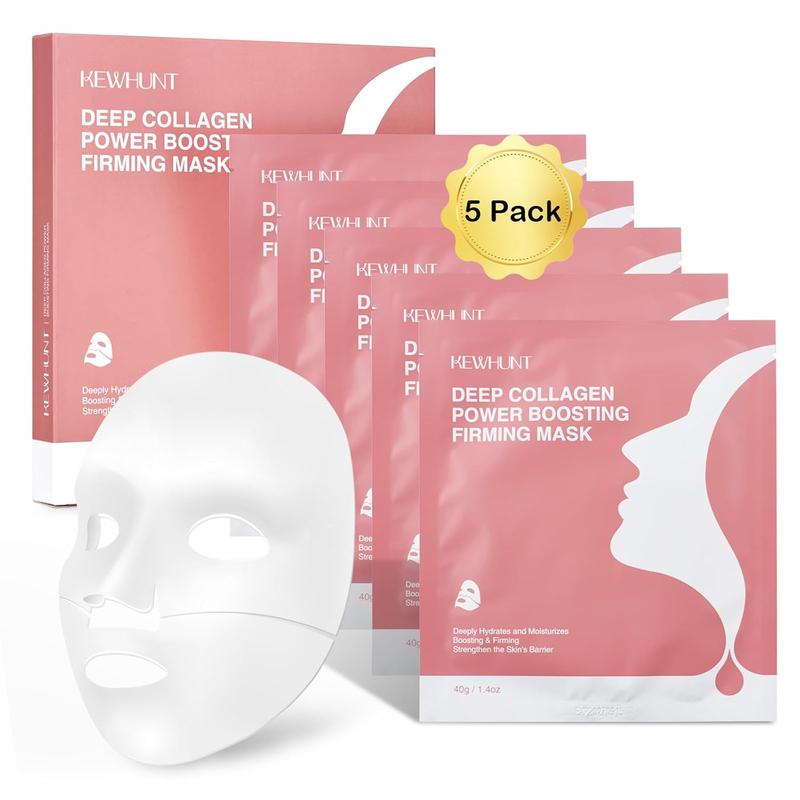 Deep Collagen Face Mask Overnight, Collagen Mask Real Deep Mask, Hydrating Hydrogel Mask with Low Molecular Collagen for Firming, Elasticity, Pore Minimizing 40g x 5ea