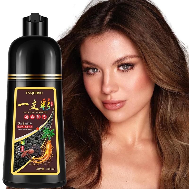 Light Brown Hair Dye Shampoo 3 in 1 for Grey Hair, 100% Coverage, Herbal Ingredients and Natural Plant, 500ML, Women & Men haircare type