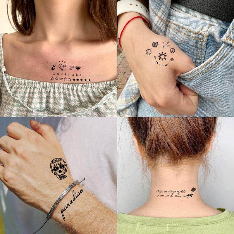 Mixed Style Cute Tattoo Sticker, 15 Sheets Waterproof Temporary Tattoo Sticker, Fake Tattoo Sticker for Women & Men, Realistic Tattoo Sticker for Daily Use