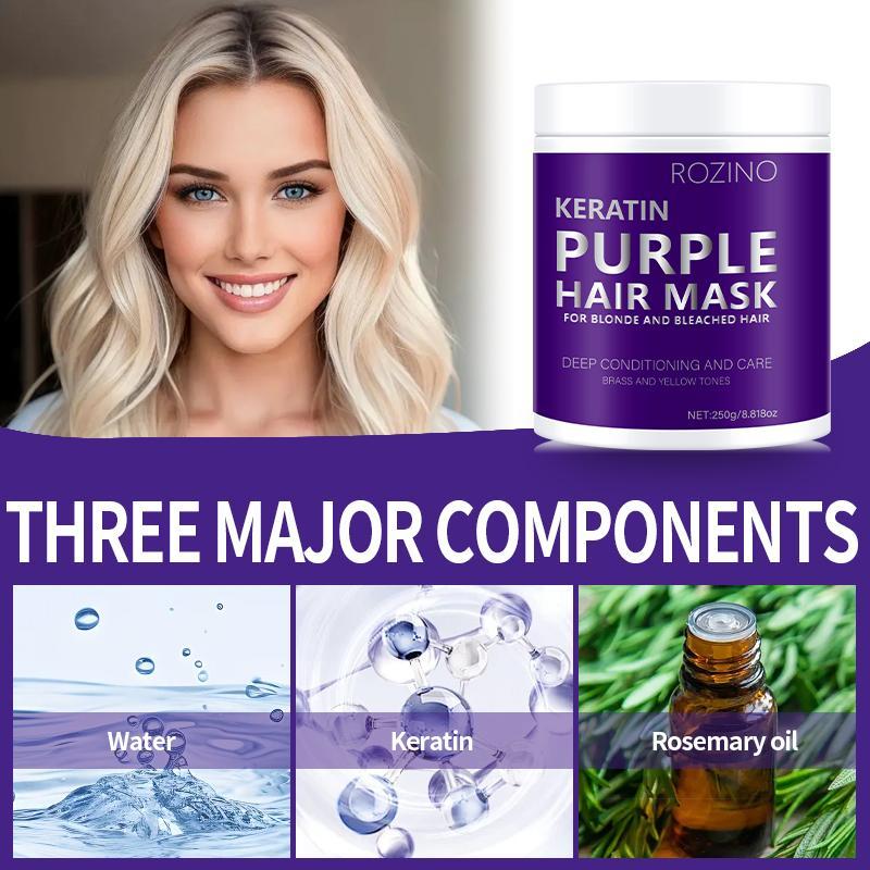 Keratin Purple Hair Mask, Nourishing Deep Conditioning Hair Mask for Blonde & Silver Hair, Hair Care & Styling Product for Women & Men