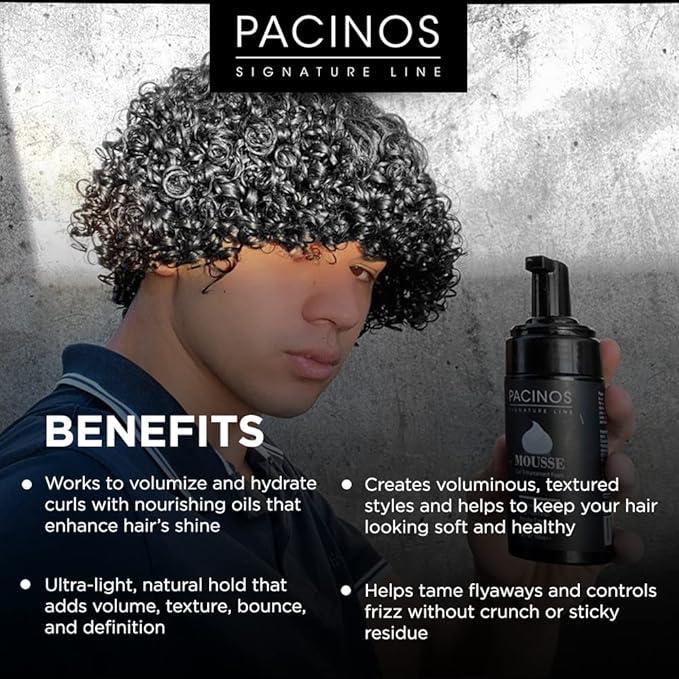 Pacinos Signature Line Curl Enhancing Mousse: Light-Medium Hold, Low Shine – Hydrating & Volumizing Styling Foam for All Hair Types: Curl Activator & Anti-Frizz, 100 mL