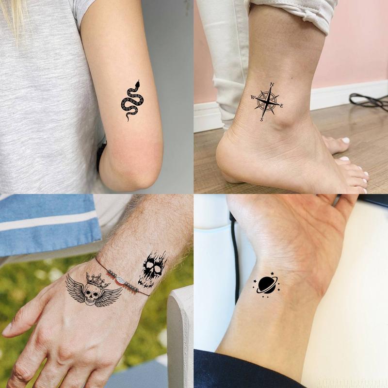 Mixed Style Cute Tattoo Sticker, 15 Sheets Waterproof Temporary Tattoo Sticker, Fake Tattoo Sticker for Women & Men, Realistic Tattoo Sticker for Daily Use