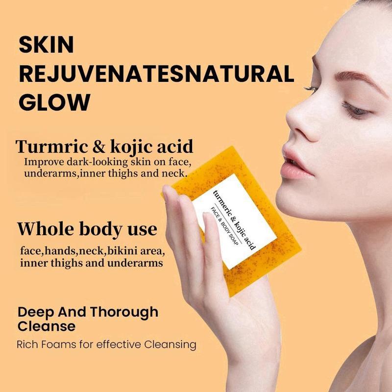 Turmeric Kojic Acid Soap & Turmeric Essential Oil with Soap Saver Bag, Facial and Body Care, Moisturizing Skincare Product for for Women & Men, Christmas Gift