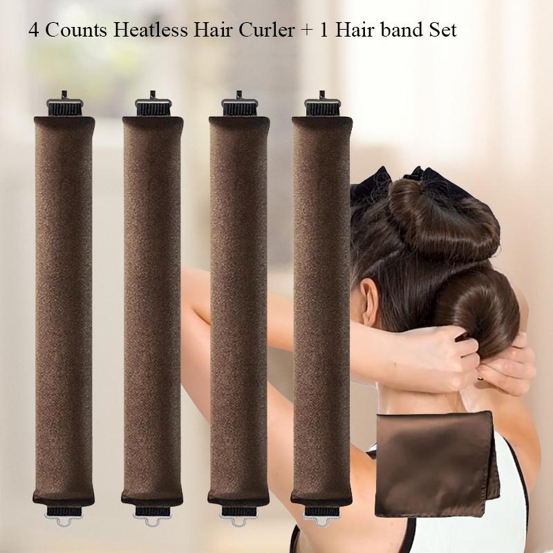 Heatless Hair Curler Set, 5 Counts set No Heat Hair Curler Band & Silk Scarf, Professional Hair Styling Tool for Women & Girls, Christmas Gift