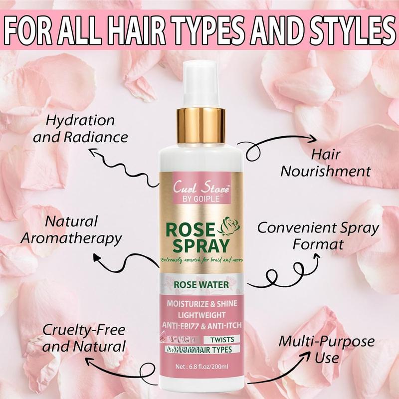 6.8Fl.oz Rose Water Hair Spray for Scalp Moisturizing,  Loc Gel for Retwist, Rosewater for Hair Refreshing