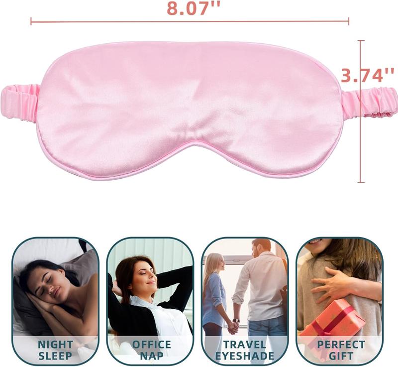 2 Pack Sleep  Soft Silky Satin Eye Mask Cover for Sleeping with Elastic Strap Effective Shading Blindfold for Women Men