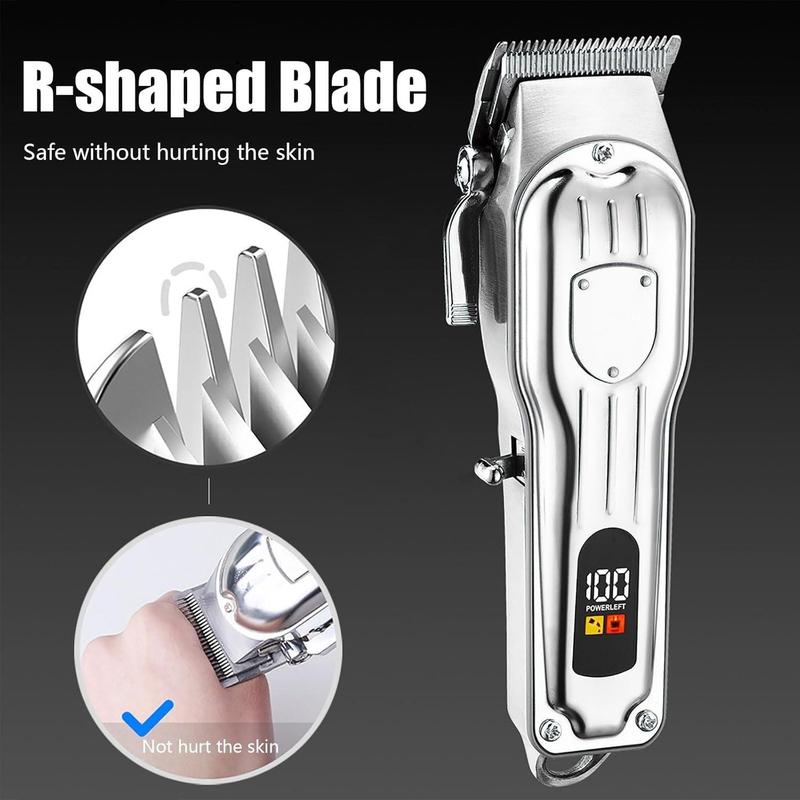 Professional Hair Clipper for Men, 1 Box Cordless Hair Trimmer Kit, LCD Display Wireless Barber Clippers, Rechargeable Haircut Machine for Family