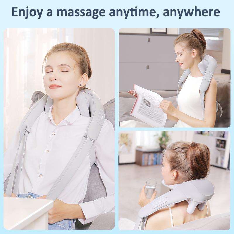 New upgraded neck and shoulder massager, wireless back buckle design, the sixth generation of shiatsu shoulder and neck massager, massage the trapezius muscle, deep tissue, relieve neck and shoulder pain Comfort