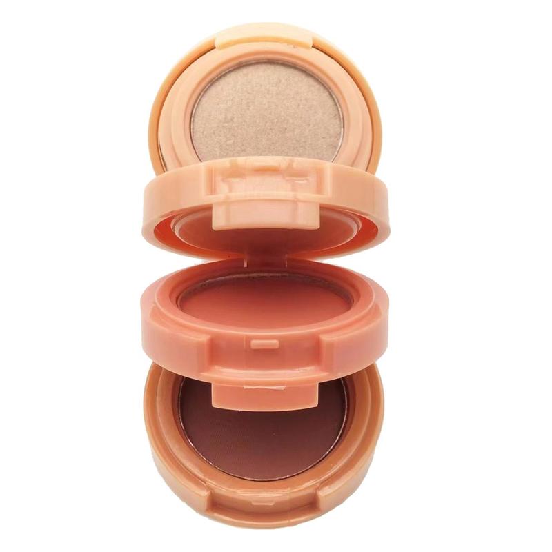 Highlighter Powder Palette, 3-in-1 Long-Lasting Shimmering Contouring Cheek Eye Blush, Sweatproof Cheek Highlighter for Shimming, Long-Lasting Contouring