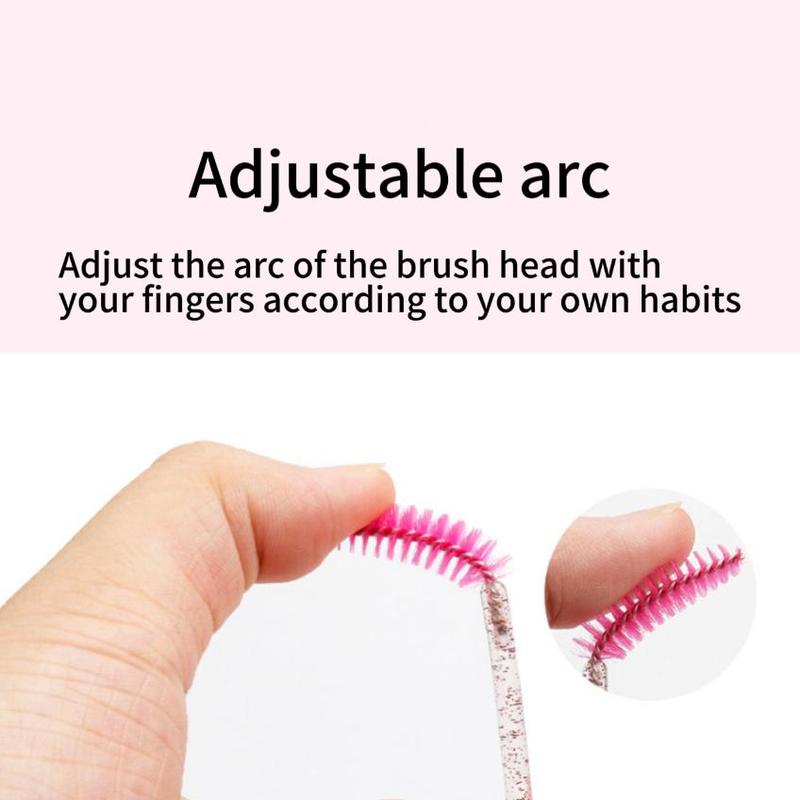 Disposable Eyelash Eyebrow Brush, 50pcs Adjustable Arc Eyelash Spoolie Brush, Mascara Wands Makeup Brushes, Eyelash Extensions Brush, Makeup Brush Tool, Eye Makeup Product, Christmas, Christmas Gift